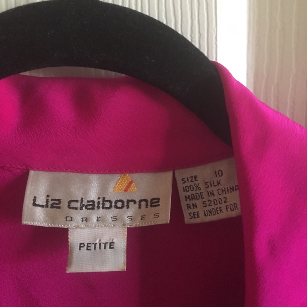 Vintage Liz Claiborne Silk Fuchsia Dress Size 10p - Picture 4 of 4